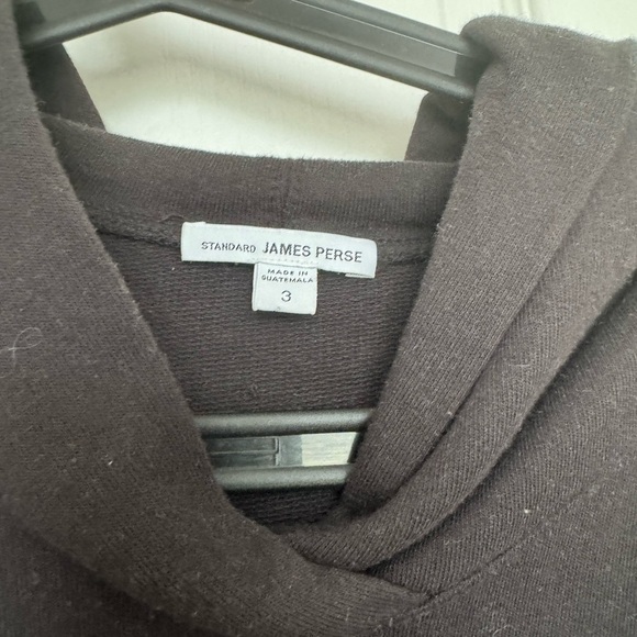 James Perse Black Cropped Cotton Hoodie size 3/ L - Picture 3 of 3